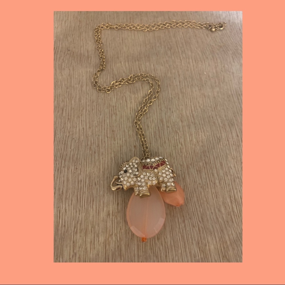 Elephant diamond long chained necklace